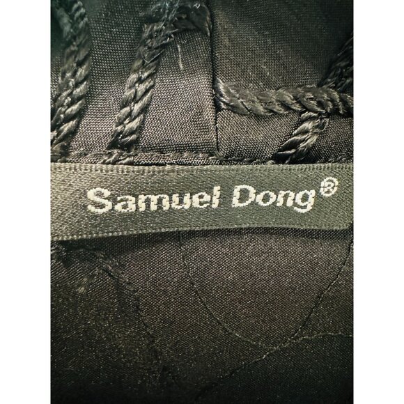 Samuel Dong M Black Floral Textured Embroidered Jacket Adjustable Cuffs - Picture 2 of 11